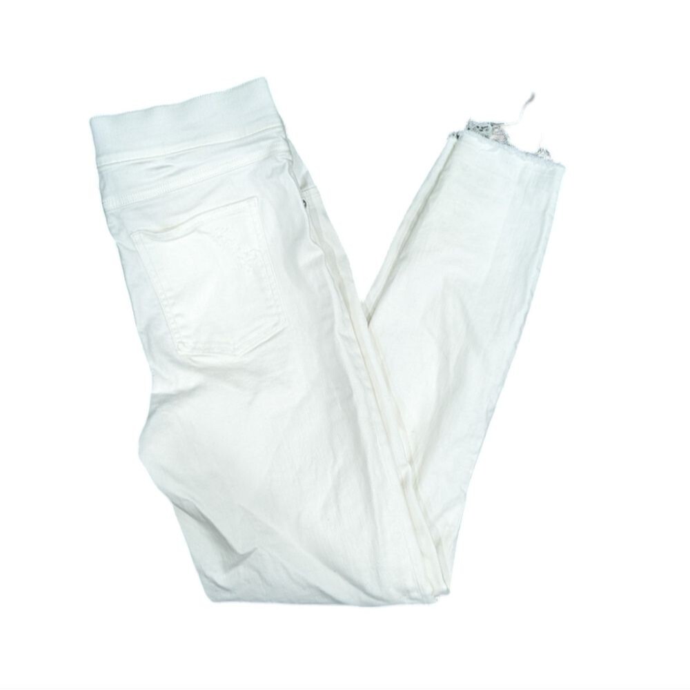 Spanx white ankle skinny jeans jeggings distressed denim size small